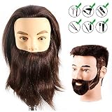 HAIREALM Male Mannequin Head With 100% Human Hair Cosmetology Doll Head for Hair Styling (Table Clamp Stand Included) HF0408S