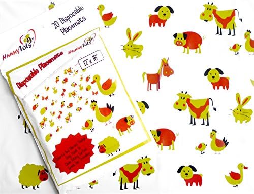 HunnyTots Disposable Placemats - #1 Best Baby, Toddlers &amp; Kids Stick On Table Topper 60 Count (3 Bags Of 20)