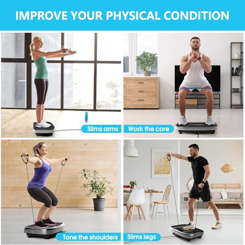 Vibration Plate, Exercise Machine Vibration Platform for Weight Loss, Vibration Fitness Trainer for Home Use, Balance Training Leg Arm Core Workout, MAX 400 Lbs Capacity