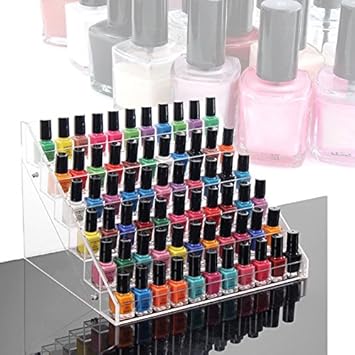 Nail Varnish Storage nail polish storage zjchao acrylic stand holds up to 65 nail varnish retail cosmetic display makeup