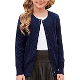 GRACE KARIN Girls Cardigan Button Front Cable Knitted School Uniform Sweater for 6-12 Years