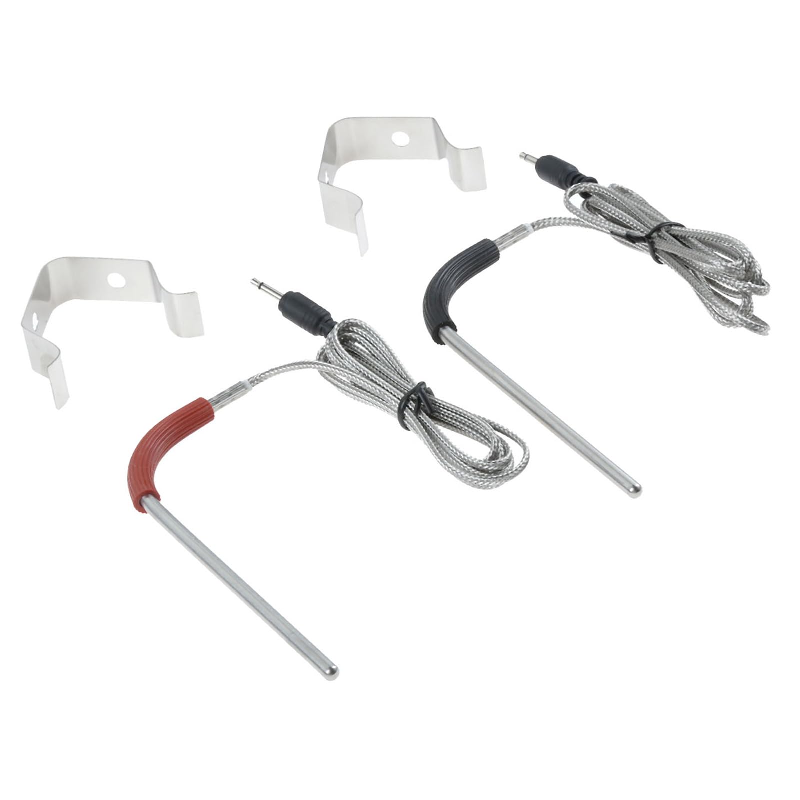 Gohantee 2-Pack Grill Probes Replacement for Weber Igrill 2, Igrill Mini, Igrill 3 with 2 Probe Clip Holders, Igrill Replacement Probe Temperature Probe (Red/Black)