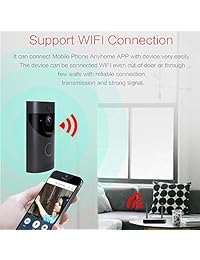 Timbre de video WIFI, SOOCOO Timbre inteligente 720P HD Cámara de seguridad Wifi Video en tiempo real Dos vías de audio Tarjeta 16G y 2 baterías IP65 Impermeable PIR Detección de movimiento Visión nocturna APP Monitor Gris