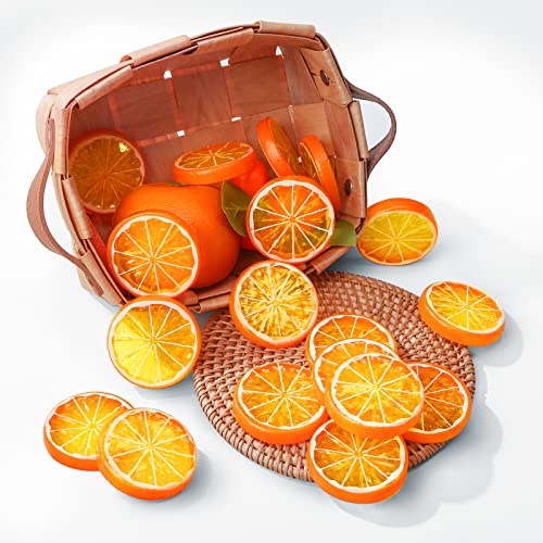 BigOtters Fake Lemon Slices, 24PCS Assorted Colors Artificial Fruits 2 Inches Fake Lemon Lime Orange Slices Faux Fruits Kitchen Decor Table Centerpiece Ornaments Themed Party Wedding Crafts Projects