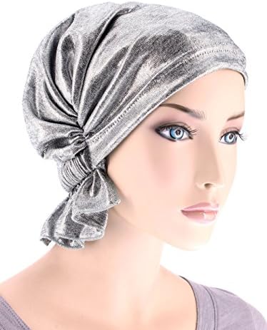 Abbey Cap Women's Chemo Hat Beanie Scarf Turban Headwear for Cancer Blended Knit Silver Metallic