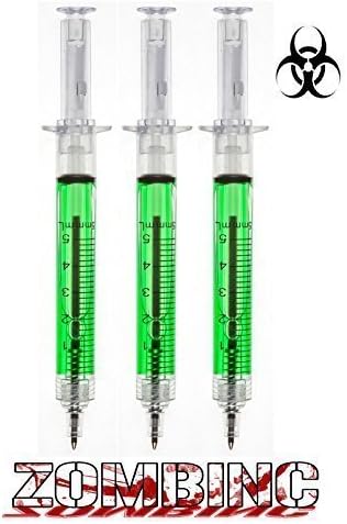 Zombie Green t-Virus Vacine in Syringe Pen, 3 Pens by Zombinc