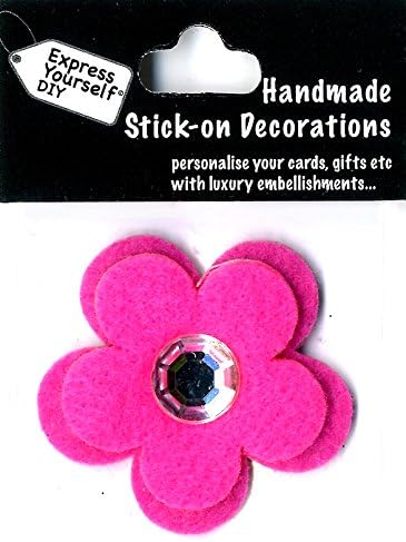 Express Yourself DIY, self adhesive, Pink Felt Flower Mini Topper - Ideal for Card Making, Scrapbooking, Papercrafts, Childrens Crafts etc