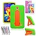 EpicGadget(TM) Green and Orange Durable Heavy Duty Rugged Impact Hybrid Case with Build In Kickstand Protective Case For Samsung Tablet Galaxy Tab 4 7.0 inch With Galaxy Tab 4 SM-T230 Clear Screen Protector And Universal Long Touch Stylus Pen (US Seller!!) (I Stand Green Orange)