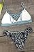 CUPSHE Women's Sly Blue Lace up Leopard Bottom Padding Bikini Set (L)