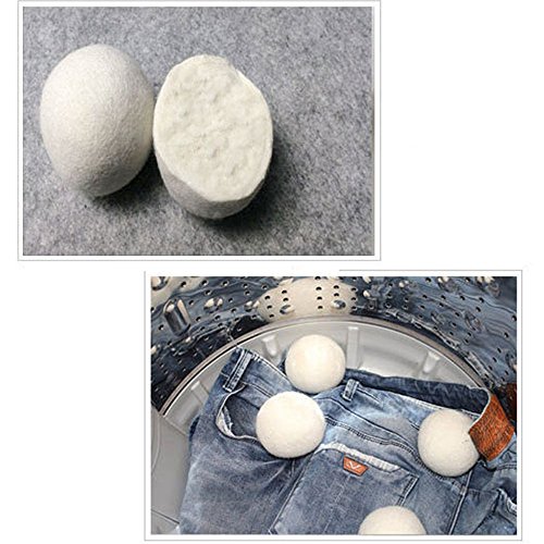 ☀ Dergo ☀Organic Wool,Sheep 6-Pack Premium Wool Dryer Balls Reusable Natural Fabric Softener 6CM