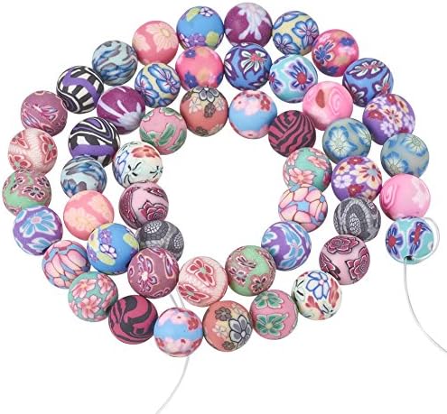 Pandahall 50 Pcs 16 Inches 8mm Mixed Handmade Polymer Clay Round Ball Beads