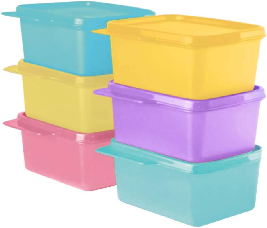 Tupperware 11155971 Plastic Refrigerator Container - 500ml, 6 Pcs, Green, Purple, Pink, Blue, Yellow