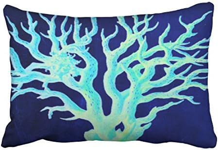 Accrocn Pillowcases Retro Nautical Coastal Chic Beachy Navy Coral Reef Decorative Cushion Decorative Pillowcase Polyester 20 x 30 Inch Rectangl Queen Size Pillow Covers with Hidden Zipper