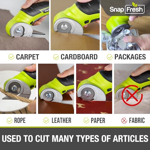 SnapFresh Cordless Electric Scissors, 4V Electric Mini Cutter, Carpet