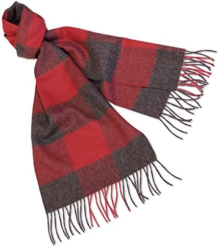 AlpacaFab - 100% Baby Alpaca Scarf - Midol - Checkered Unisex 71 x 12 in Red