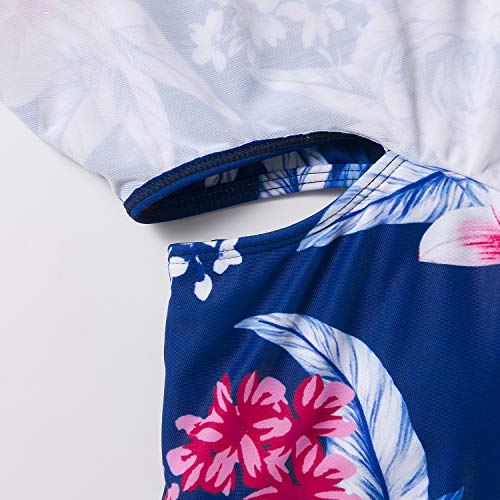 Maternity Bikinis Tankini Floral Flouncing Swimsuit One Piece Beachwear Blue with White Flower L - Thumbnail 6