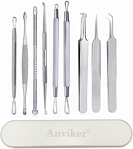 Blackhead Remover Extractor Tool,Anviker Stainless Steel Blackhead Tweezer Pimple Acne Comedone Extractor Tool Set