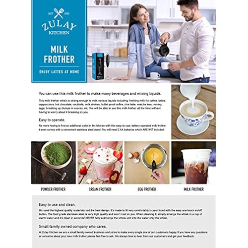Milk Frother MilkBoss Handheld Battery Powered Electric Drink Mixer, Mini Blender and Foamer for Best Cappuccino, Macchiato, Coffee, Frappe, Latte, Matcha, Hot Chocolate Home & Kitchen, Kitchen & Dining, Small Appliances, Coffee, Tea & Espresso Appliances, Milk Frothers