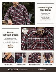 CQR Men's 100% Cotton Plaid Flannel Shirt, Long
