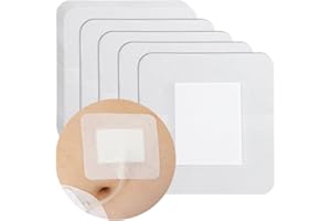 SINAISEA Breathable Bordered Gauze Dialysis Catheter Island Dressing Covers with Non-Stick Pad for Stomach Peritoneal Feeding Tube Peg G J Tube Patch Adhesive Bandages 4"x4" (Pack of 20)