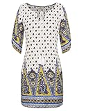 GRACE KARIN Women's Bohemian Tied V-Neck Ethnic Printed Casual Dress