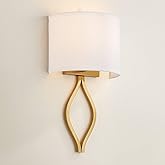 Possini Euro Design Sian Modern Wall Sconce Lighting Warm Brass Hardwired 19 1/2" High Fixture Half Moon Linen Shaped Shade f