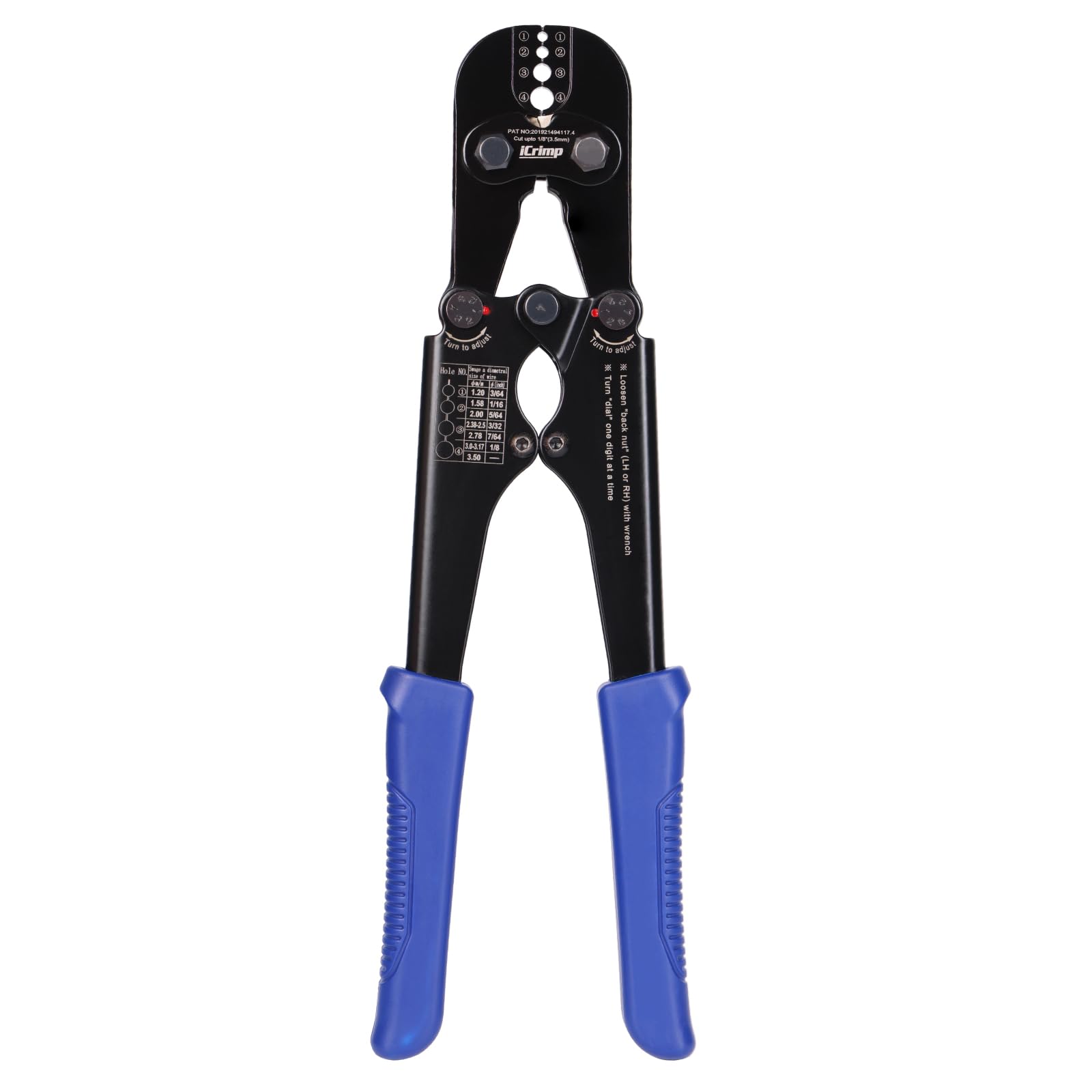 iCrimp Hand Swage Wire Rope Crimping Tool, Compatible with Aluminum Duplex Hourglass Sleeves and Copper Duplex Sleeves, Built-in Cable Cutter for 1.2mm to 3.5mm Wire Rope — image 1