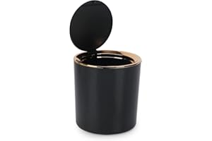 Senbaler Small Trash Can Wastebasket with Lid Round 2.6L Mini Desk Top Bin for Vanity Bathroom Bedroom Kitchen Office,ABS