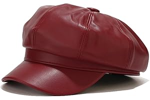 Sydbecs PU Newsboy Caps for Women Solid Color Paperboy Hat Cabbie Painter Cap