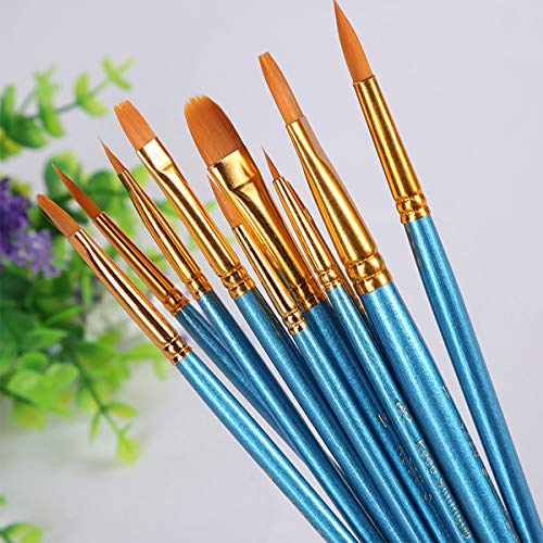 10 Pieces Art Paint Brushes Set with 3PCS Paint Palette Trays, Usparkle Art supplies for Acrylic Watercolor Oil Painting - Thumbnail 2