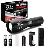 Super Bright LED Tactical Flashlight - High Lumen, Zoomable, 5 Modes, Waterproof Water Resistant, Handheld Light - Best Camping, Outdoor, Emergency, Hurricane, Everyday Flashlights