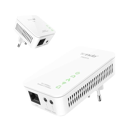 Tenda PW201A + P200 KIT WLAN Powerline Adapter KIT (300 MBit/s WLAN, 200 MBit/s LAN, HomePlug AV, Plug & Play, 128-Bit AES Ve