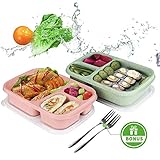 Bento Lunch Box, Food Storage Containers with Airtight Lids, 3 Compartment Plastic Divided Food Storage Container Boxes for Kids & Adults