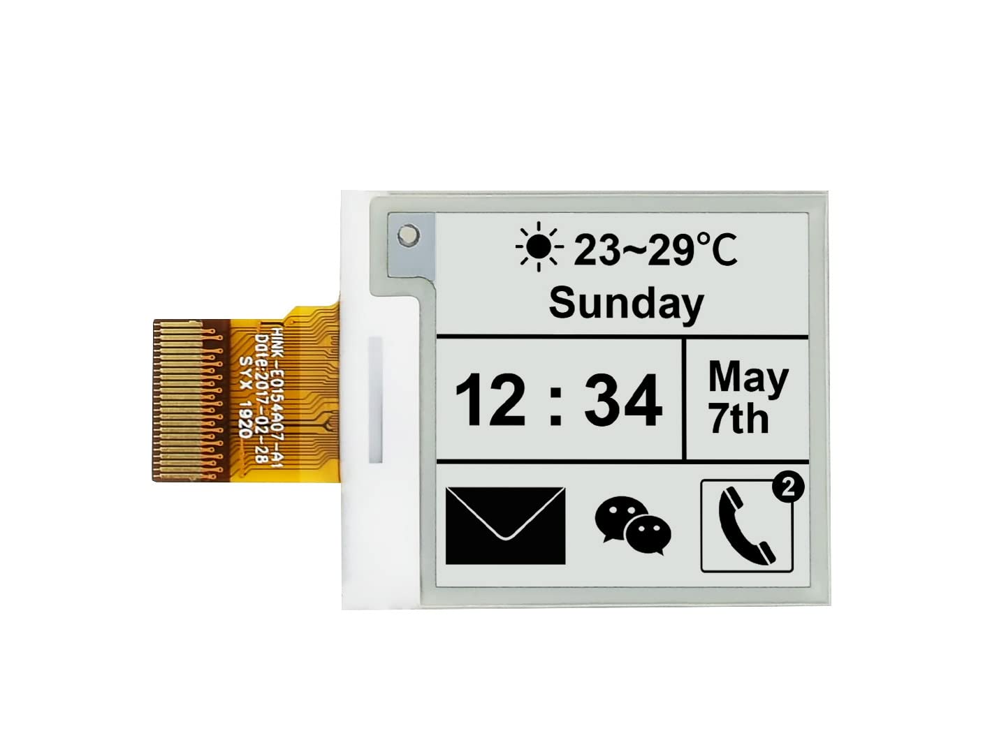 Waveshare 1.54 Inch E-paper Raw Display Panel V2 200x200 Resolution 3.3V E-Ink Electronic Paper Screen without PCB with Embedded Controller Support Partial Refresh,Communicating via SPI interface