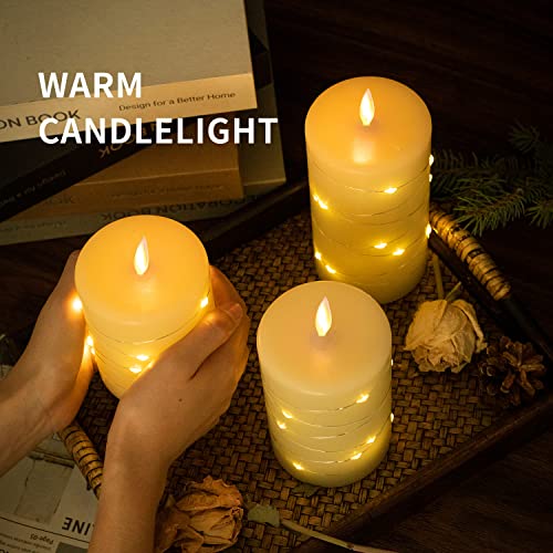 Flameless Battery Operated Flickering Candles with Embedded String