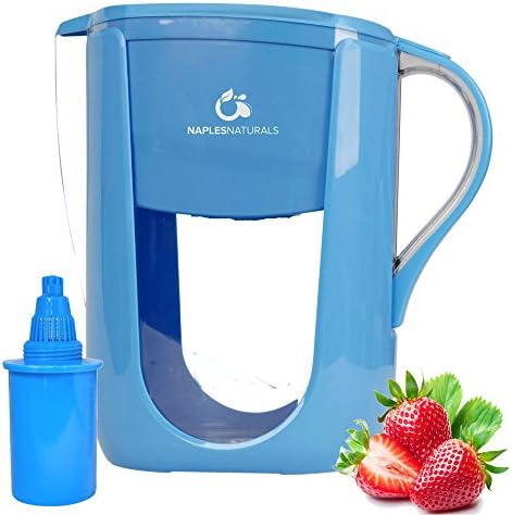 Naples Naturals 108X1 Alkaline Water Filter Pitcher - Removes Chlorine and Contaminants Plus Increases pH (Blue)