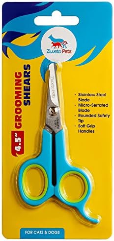 Ziweto Pets Premium Quality Small Grooming Scissor 4.5 inch for Dog and Cats with Micro-Serrated Blades for Nose Ear PAW FACE Rounded tip
