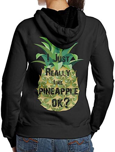 Dfgg I Just Really Like Pineapple Womens Long Sleeve Simple Style Hoodie Sweatshirt Jumper Hooded Pullover Large Black