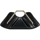 Women's Pleated Metal Frame Clutch Elegant Cloud-Shaped Leather Handbag Fashion Mini Evening Purses With Magnetic Snap