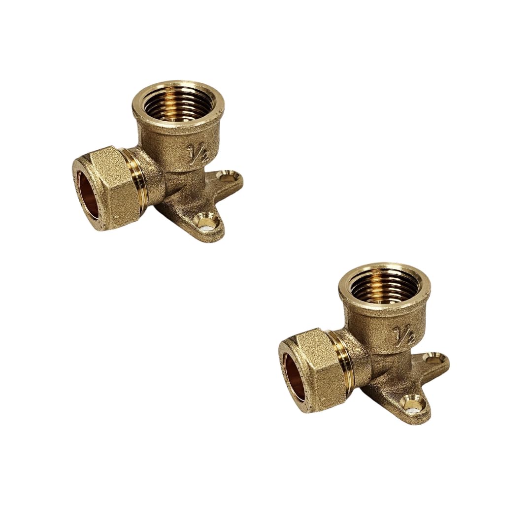 Wärmer System Wallplate Elbow Compression Fitting 15mm x 1/2 Inch, Chrome Plated Brass