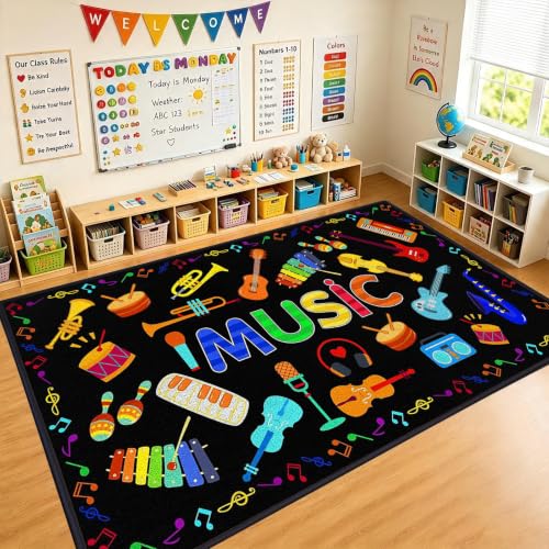 ABCarpet Music Classroom Rug, 7'6''x13'1'' Black Classroom… at Amazon