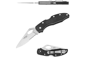 Firebird GANZO F759MS-BK Serrated Blade Pocket Folding Knife 440C Stainless Steel Serrated Blade Nylon Glass Fiber Anti-Slip Handle with Clip Fishing Camping EDC Knife (Black)