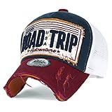 ililily Road Trip Vintage Distressed Snapback Trucker Hat Baseball Cap, Navy