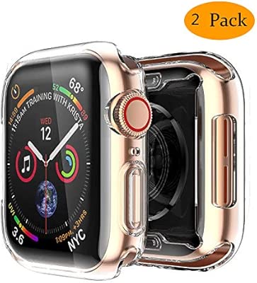 Smiling Clear Case for Apple Watch Series 4 & Series5 44mm with Buit in TPU Screen Protector - All Around Protective Case High Definition Clear ...