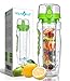 AquaFrut 32 OZ Fruit Infuser Water Bottle (Multiple Colors) BPA-Free Fruit Infusion Sports Bottle - Flip Top Lid w Drinking Spout, Leak Proof, Made of Durable Tritan. Free Recipe eBook!