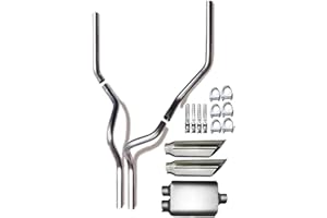 Colt Exhaust | Stainless Steel Universal Mandrel Dual Pipe & Dual Chamber Muffler with Angle Cut Tips Compatible for 1987-2002 Chevy Silverado 1500 | Free Clamps and Hangers Included