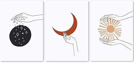 Amazon Com Nordic Line Drawing Celestial Poster Abstract Canvas Print Painting Sun Moon Star Living Room Wall Art Bedroom Pictures 40x60cmx3 No Frame Posters Prints