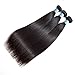 Brazilian Virgin Straight Human Hair 3 Bundles With Lace Closure BLY Unprocessed Hair Extensions Weave With 4x4 Lace Frontal Closure Silky Straight Natural Black Color(20