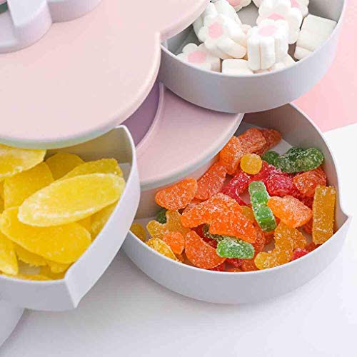 Double-layer Rotating Snack Plate,10 Grid Flower Design Candy Food Storage Box,Dried Fruit Melon Seeds Tray,Non-slip Silicone Bottom,Mobile Phone Stand Function