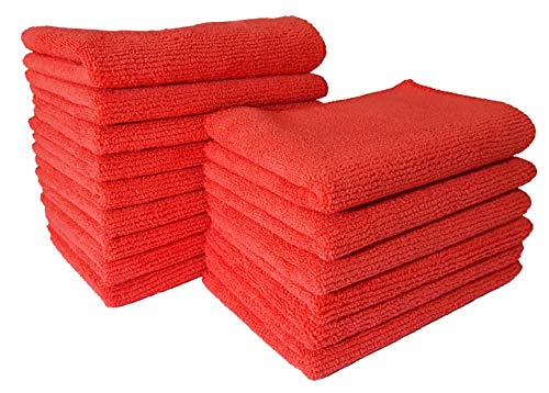 SOFTSPUN Microfiber Cloth – 15 pcs – Small – 20×30 cms – 340 GSM Red – Thick Lint & Streak-Free Multipurpose Cloths – Automotive Microfibre Towels for Car Bike Cleaning Polishing Washing & Detailing